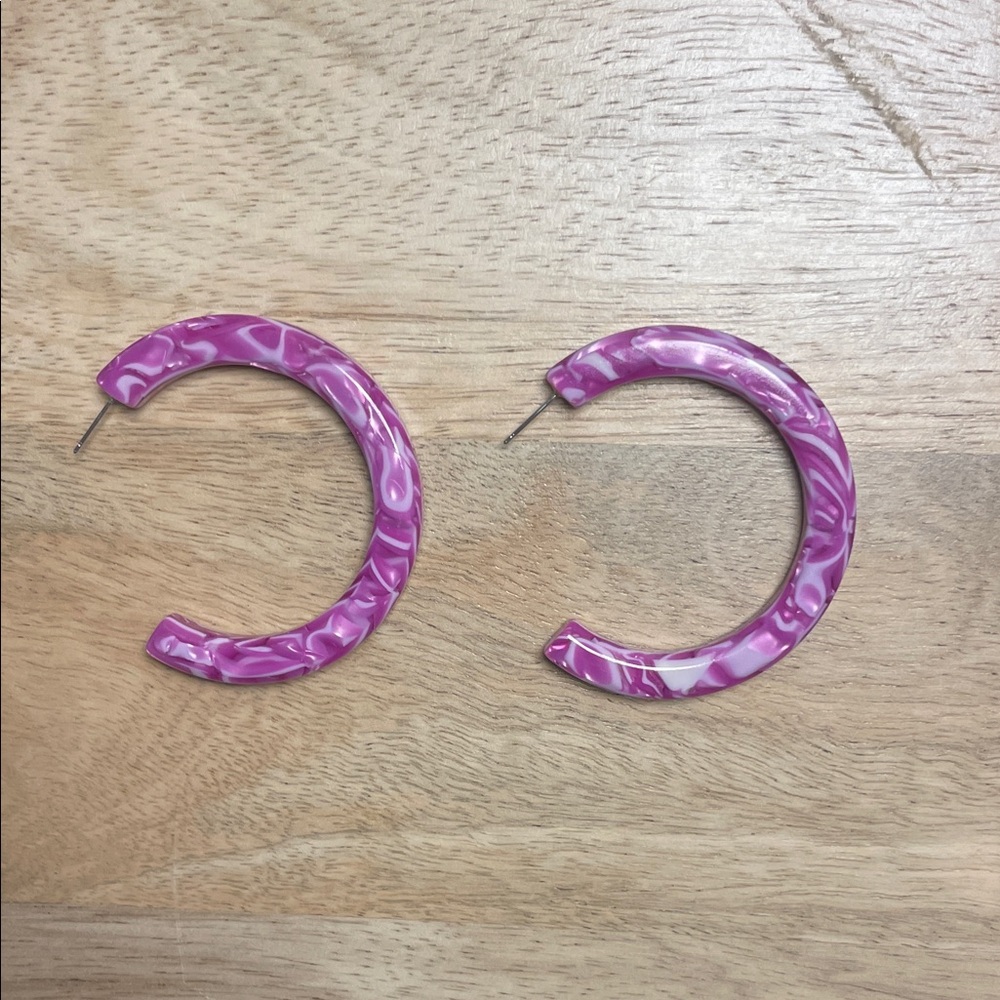 Lele Sadoughi Purple Marbled Hoop Earrings